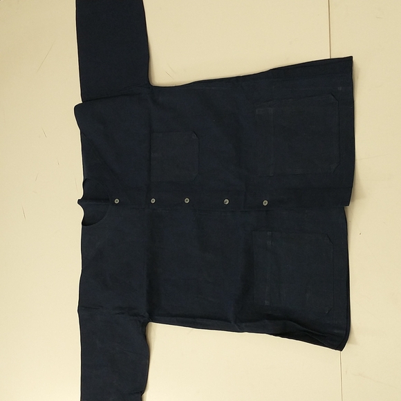 Vintage Kimonos & Yukatas Deep Indigo Cotton Japanese Smock Lab